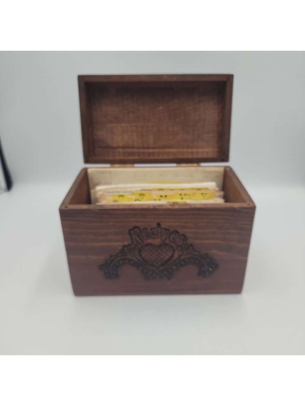Vintage Recipe Wooden Box With Recipes Dividers Granny Grandma